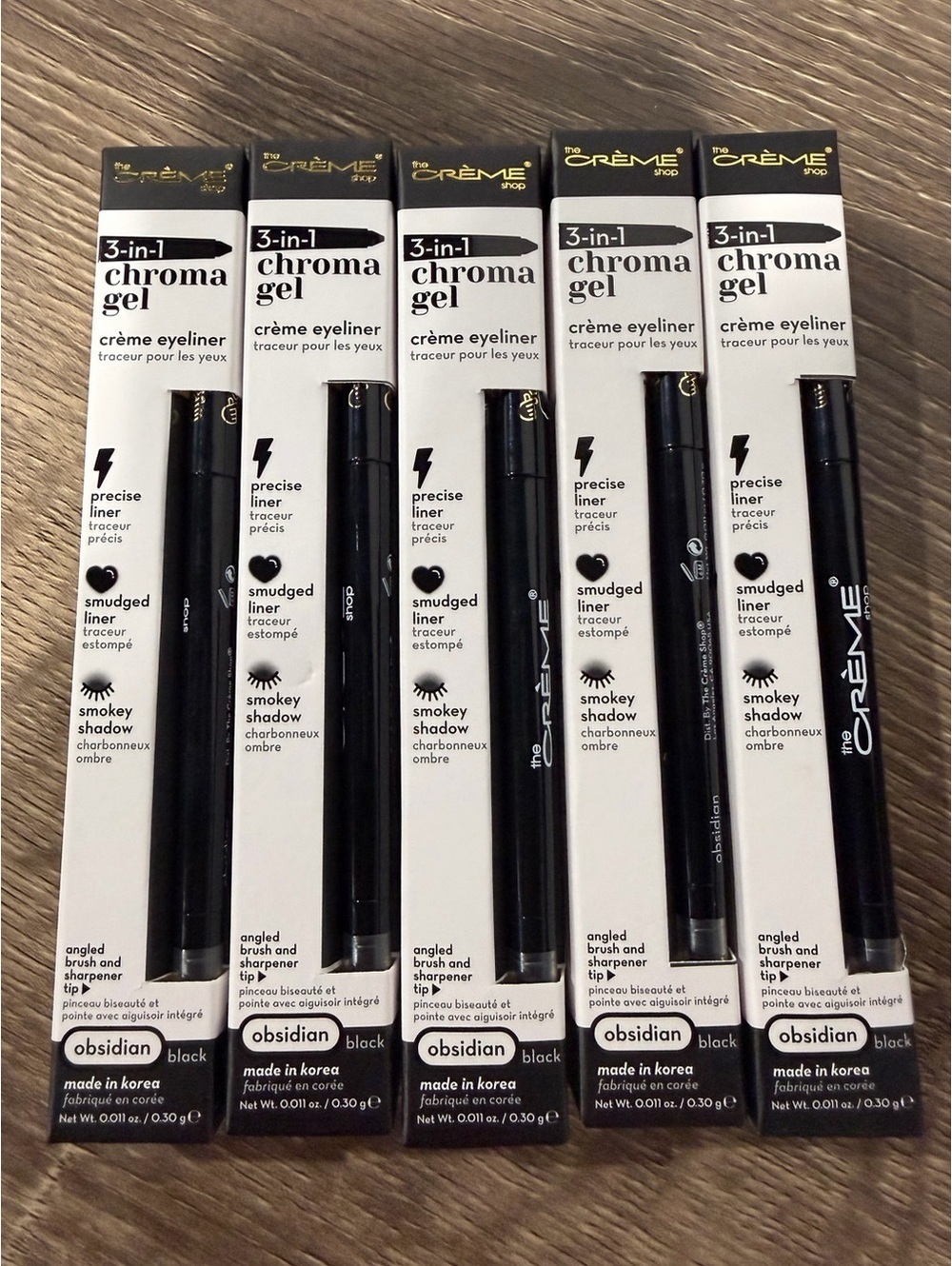 5 x The Creme Shop 3-in-1 Chroma Gel Creme Eyeliner in Obsidian Black NEW